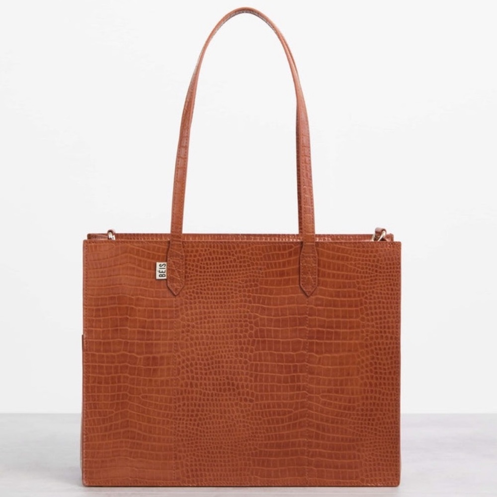 BÉIS | Mini Work Tote in Cognac Croc